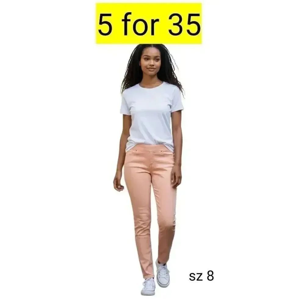 Light Peach Colored Denim Stretch Pull On Straight Jeans  SALE!
